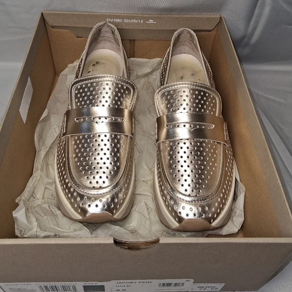 Dolce Vita Metallic Gold Platform Penny Loafers - Picture 3 of 8